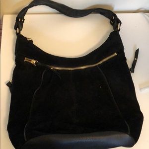 Tignanello Black Suede Shoulder Bag